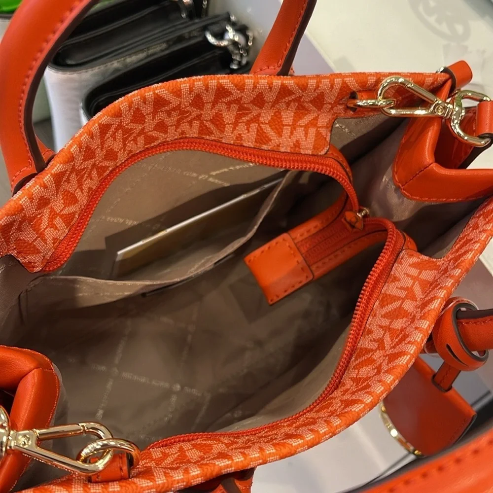 Michael Kors Mirella Small Ombré Signature Logo Crossbody Bag Red Clay  NWT